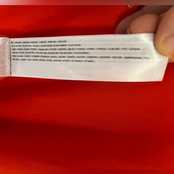 Mango, Ladies Metallic dress with neckline detail - Red. Size: 8. NWT. - Picture 8 of 14